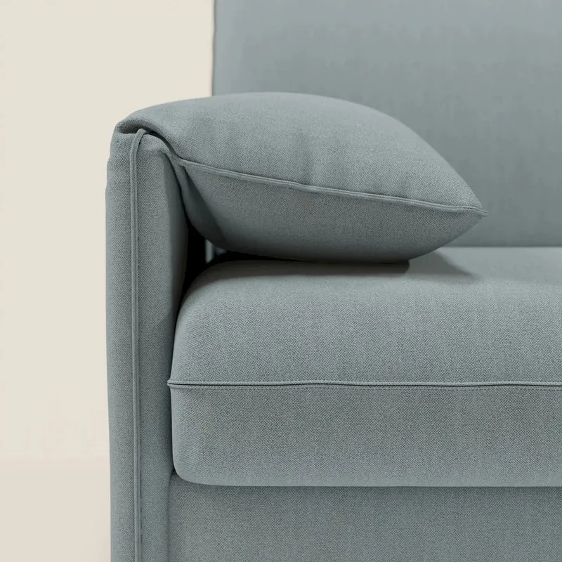 Primula Canapé convertible d'angle avec matelas H18 cm et chaise longue coffre en tissu détachable T05 bleu pastel