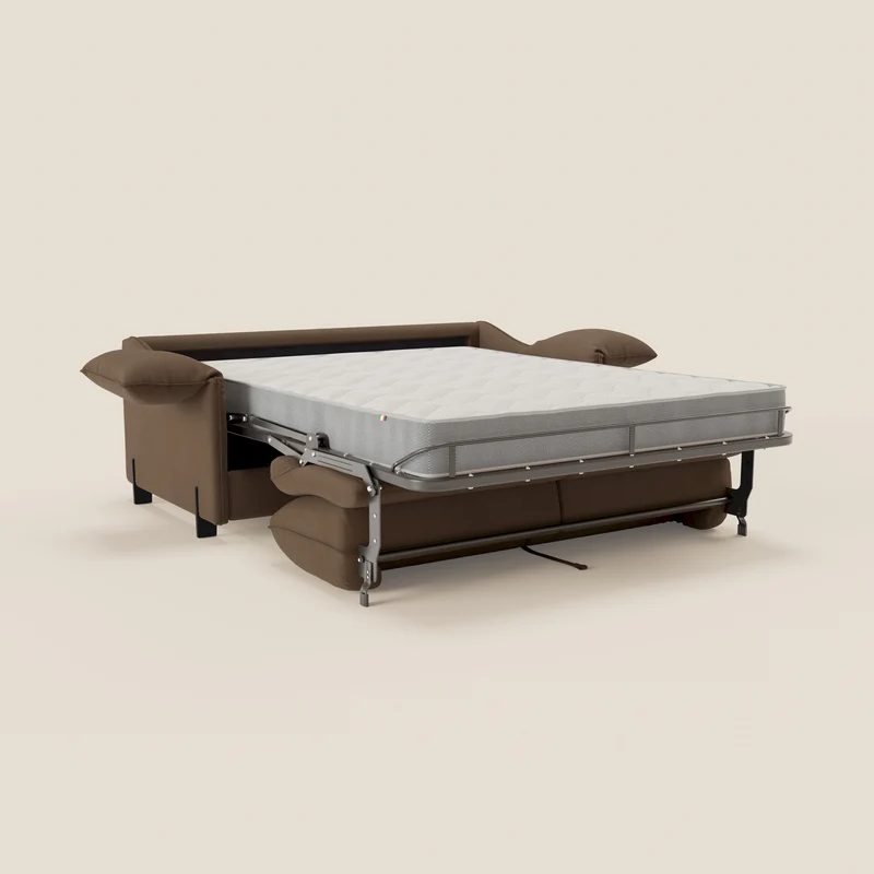Primula Canapé convertible avec matelas H18 cm en tissu détachable T05 marron