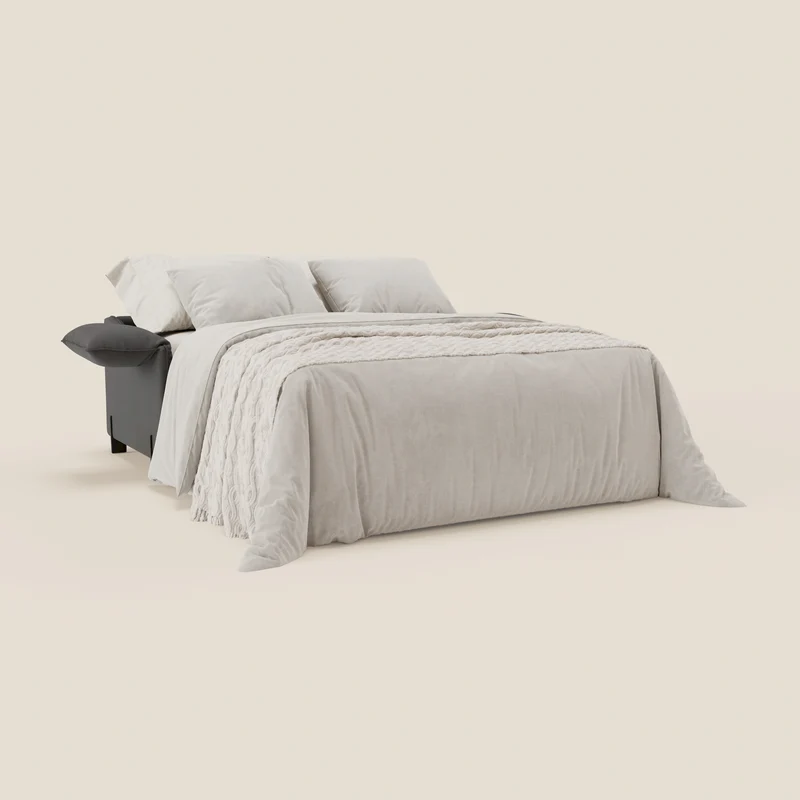 Primula Canapé convertible avec matelas H18 cm - accoudoirs avec coussins amovibles en tissu détachable T05 anthracite