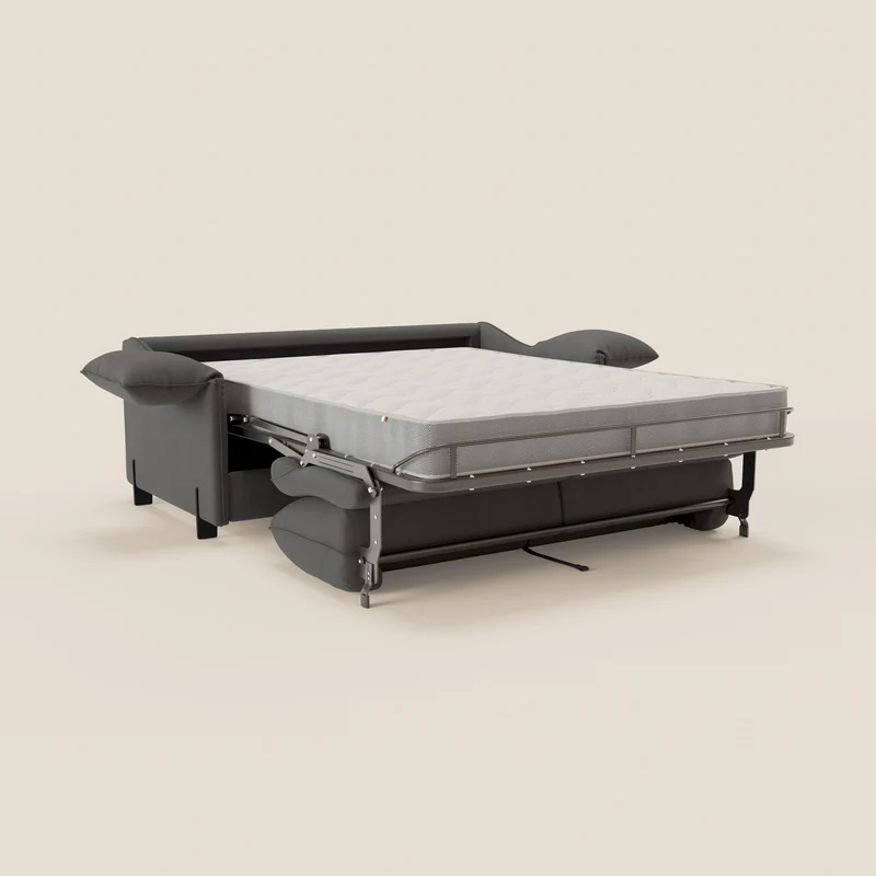 Primula Canapé convertible avec matelas H18 cm - accoudoirs avec coussins amovibles en tissu détachable T05 anthracite