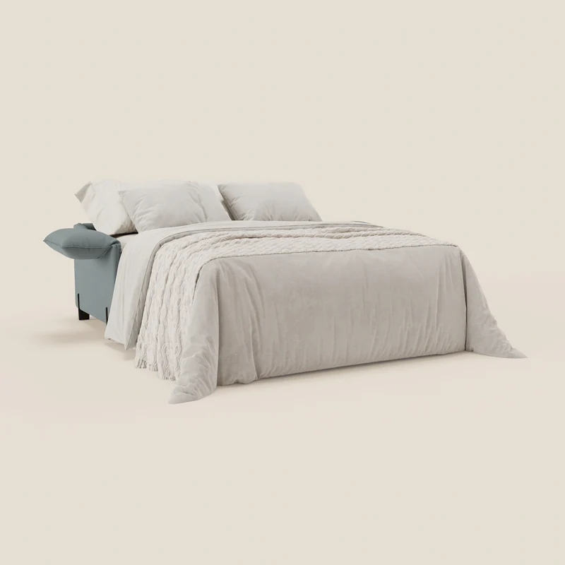 Primula Canapé convertible avec matelas H18 cm en tissu détachable T05 bleu pastel