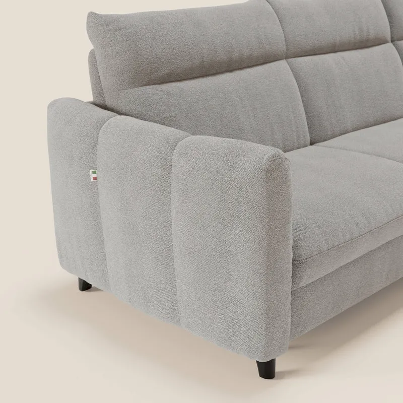 Peonia canapé d'angle convertible avec matelas H18 et chaise longue coffre en bouclette imperméable T07 gris