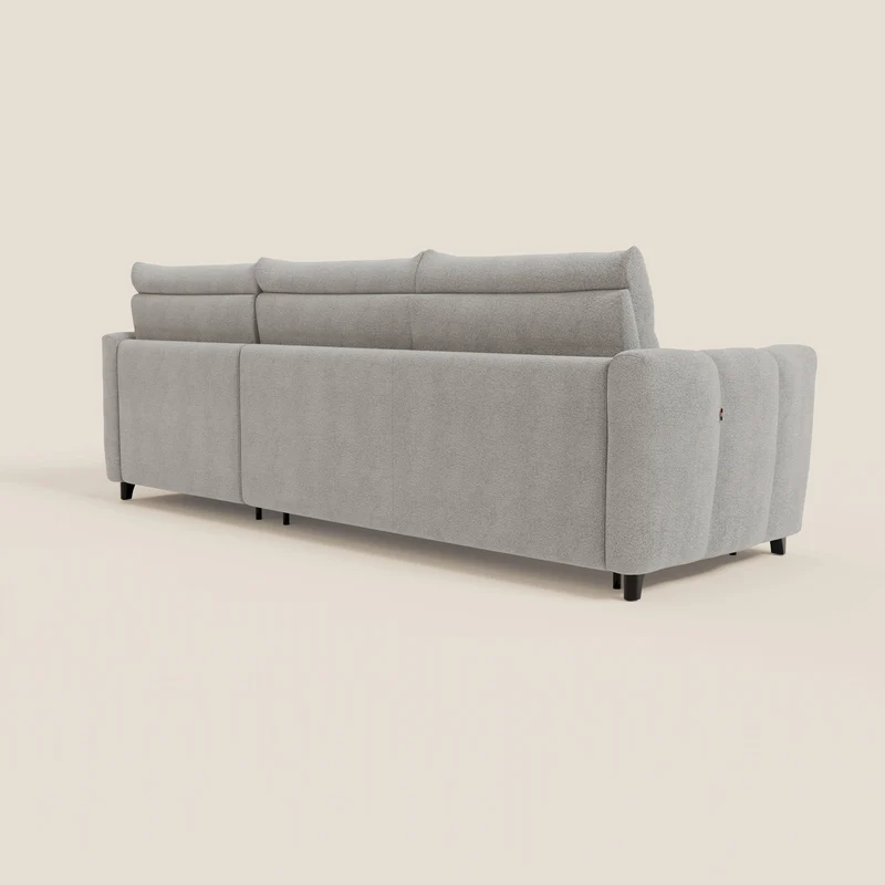Peonia canapé d'angle convertible avec matelas H18 et chaise longue coffre en bouclette imperméable T07 gris