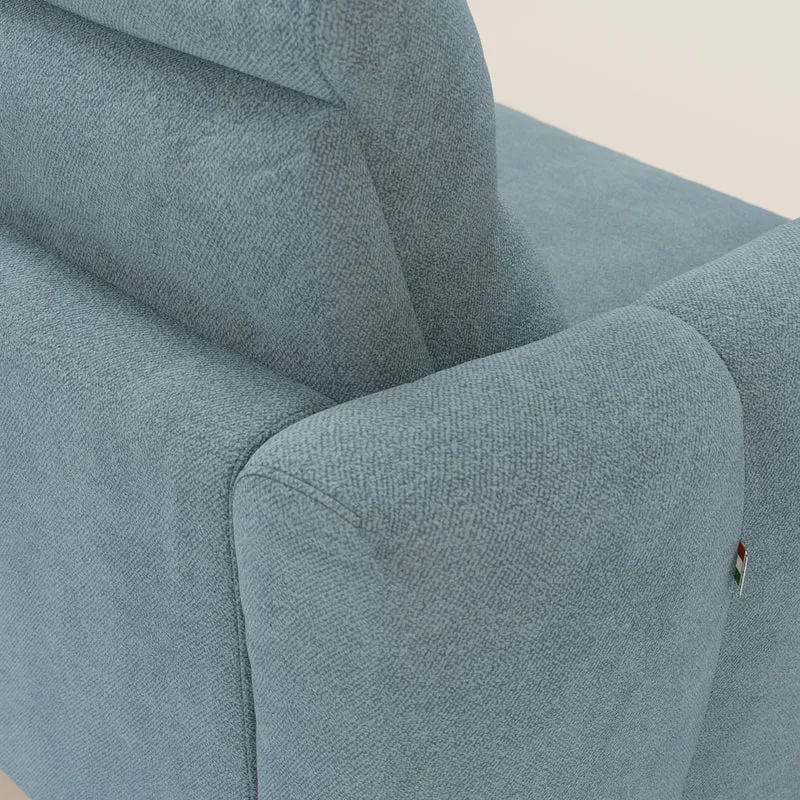 Peonia canapé d'angle convertible avec matelas H18 et chaise longue coffre en bouclette imperméable T07 bleu pastel