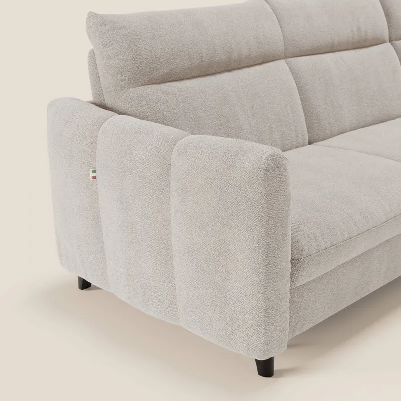 Peonia canapé d'angle convertible avec matelas H18 et chaise longue coffre en bouclette imperméable T07 blanc