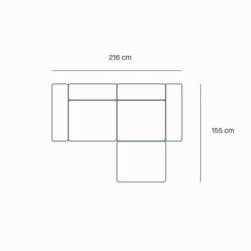 Canapé modulable KIPLI Aria 3 places avec pouf en tisssu caramel