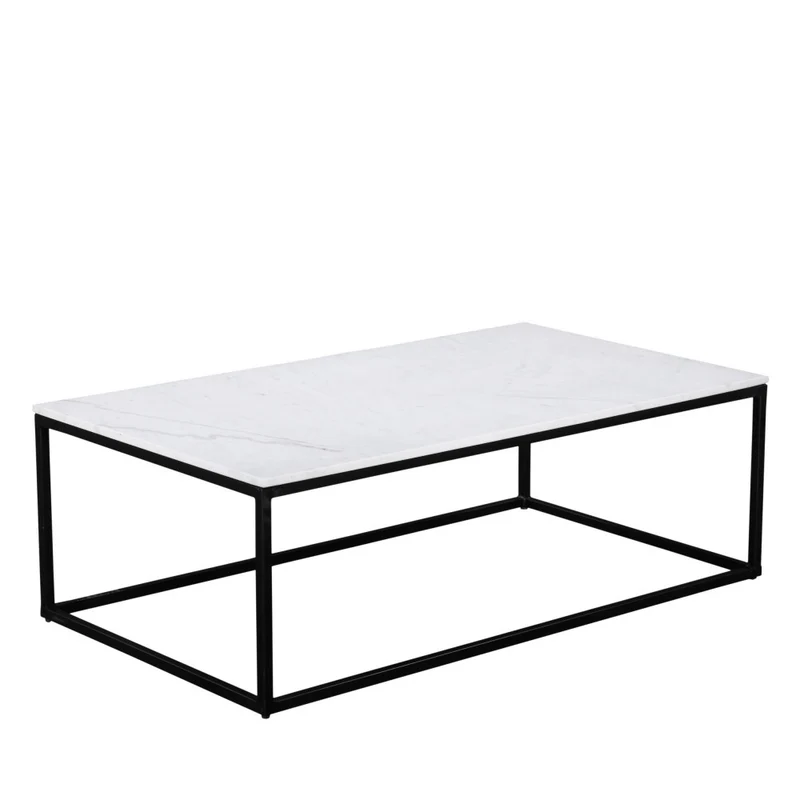 Table basse rectangulaire DRAWER Saku en marbre et métal 120x65cm