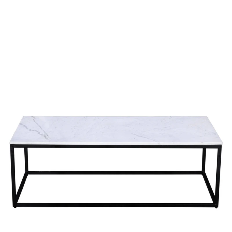 Table basse rectangulaire DRAWER Saku en marbre et métal 120x65cm