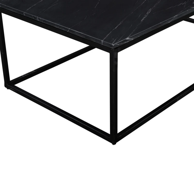 Table basse rectangulaire DRAWER Saku en marbre et métal 120x65cm