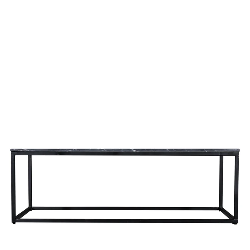 Table basse rectangulaire DRAWER Saku en marbre et métal 120x65cm