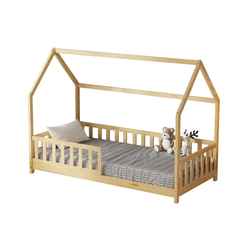 Lit cabane enfant avec barriere 90x190cm TCHOUPI