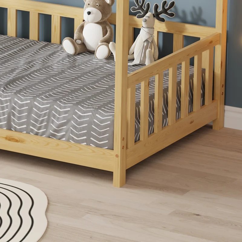 Lit cabane enfant avec barriere 90x190cm TCHOUPI