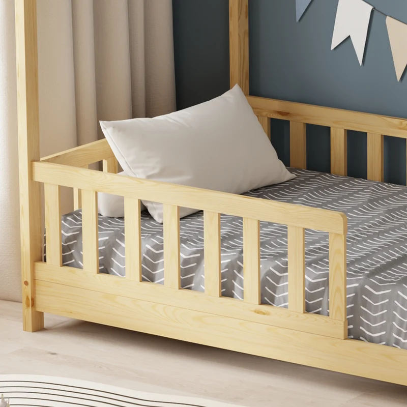 Lit cabane enfant avec barriere 90x190cm TCHOUPI