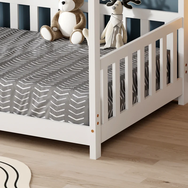 Lit cabane enfant avec barriere 90x190cm TCHOUPI