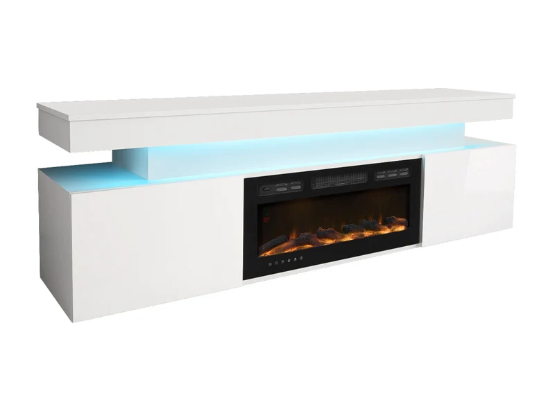 Meuble TV MOBILIER 1 Monfero 104 (Blanc + Blanc brillant)