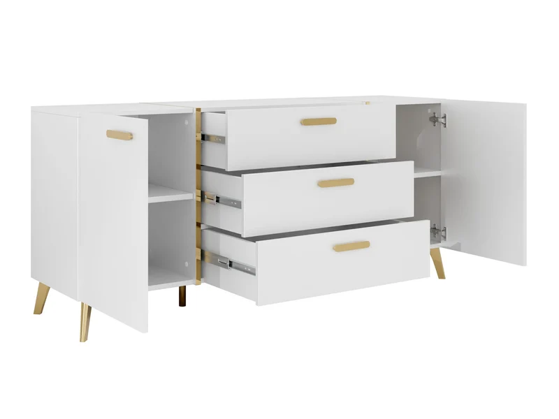 Commode MOBILIER 1 Comfivo Teslomo 109 (Blanc + Blanc brillant)