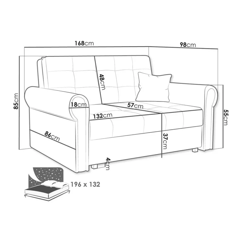 Canapé convertible en tissu gris MOBILIER 1 Columbus 129 (Mono 246)