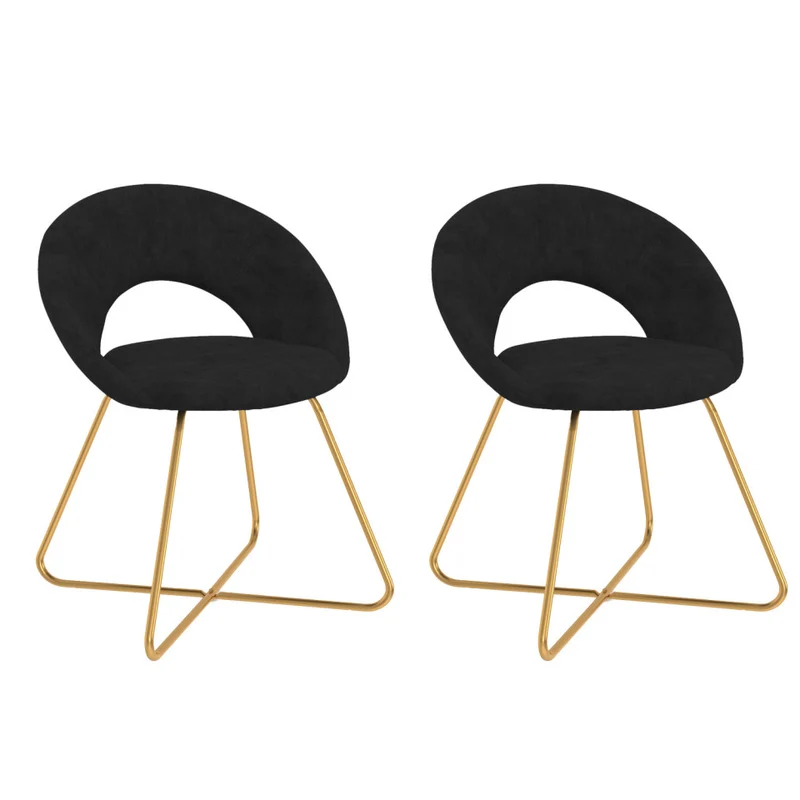 Lot de 2 Chaises Malone en velours Noir