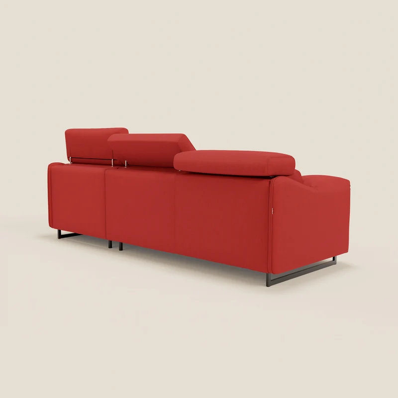 Violetta Canapé d'angle convertible avec chaise longue coffre, têtières et matelas 18cm en tissu imperméable T13 rouge