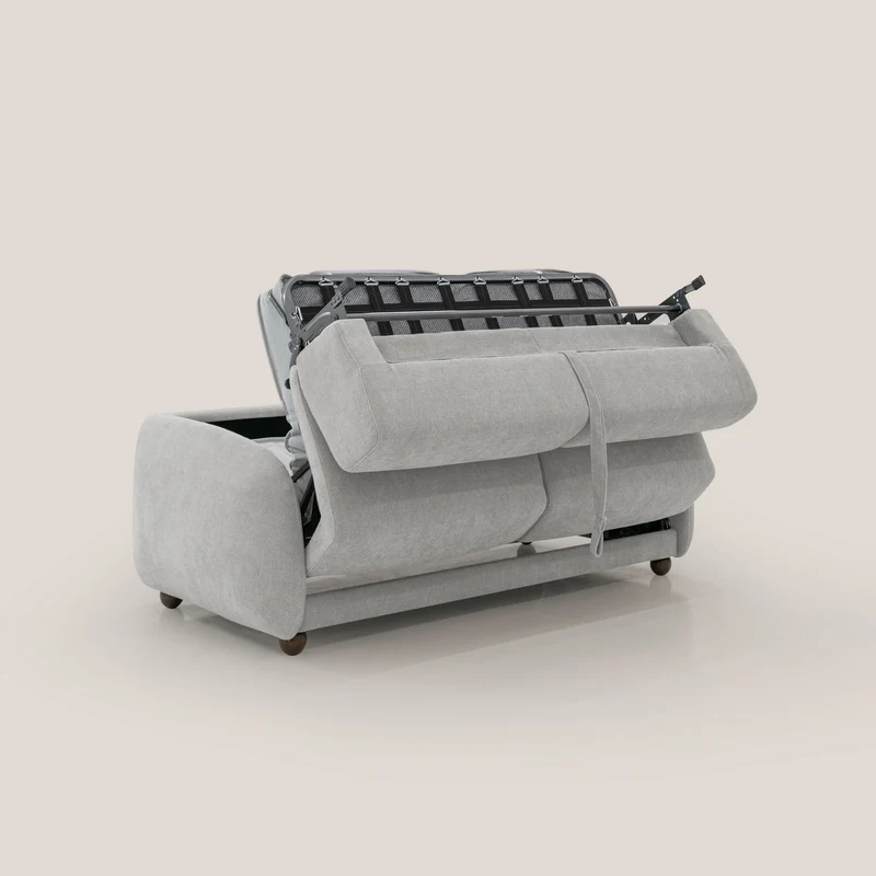 Giglio canapé convertible Japandi avec matelas H 18cm en bouclette imperméable T07 gris