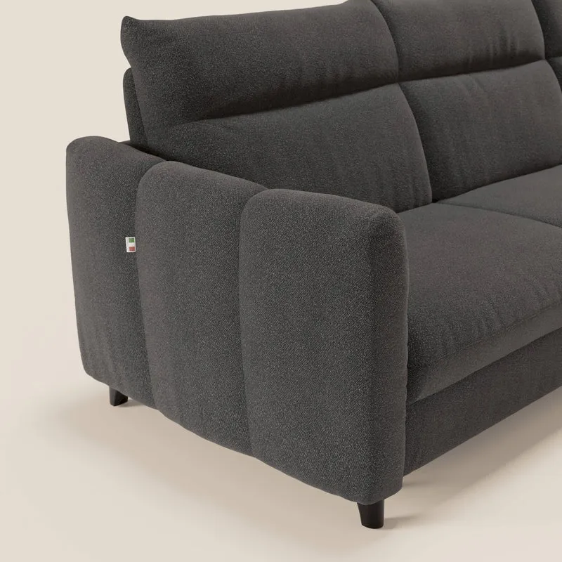 Peonia canapé d'angle convertible avec matelas H18 et chaise longue coffre en bouclette imperméable T07 anthracite