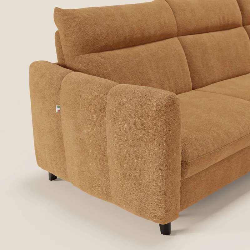 Peonia canapé d'angle convertible avec matelas H18 et chaise longue coffre en bouclette imperméable T07 orange