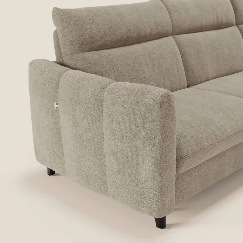 Peonia canapé d'angle convertible avec matelas H18 et chaise longue coffre en bouclette imperméable T07 beige