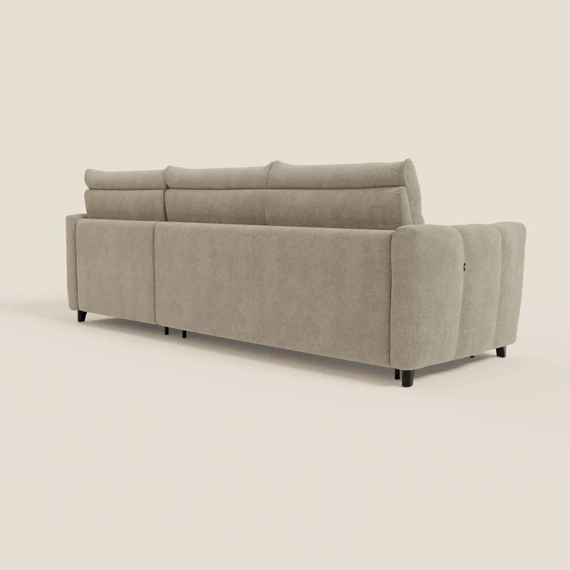 Peonia canapé d'angle convertible avec matelas H18 et chaise longue coffre en bouclette imperméable T07 beige