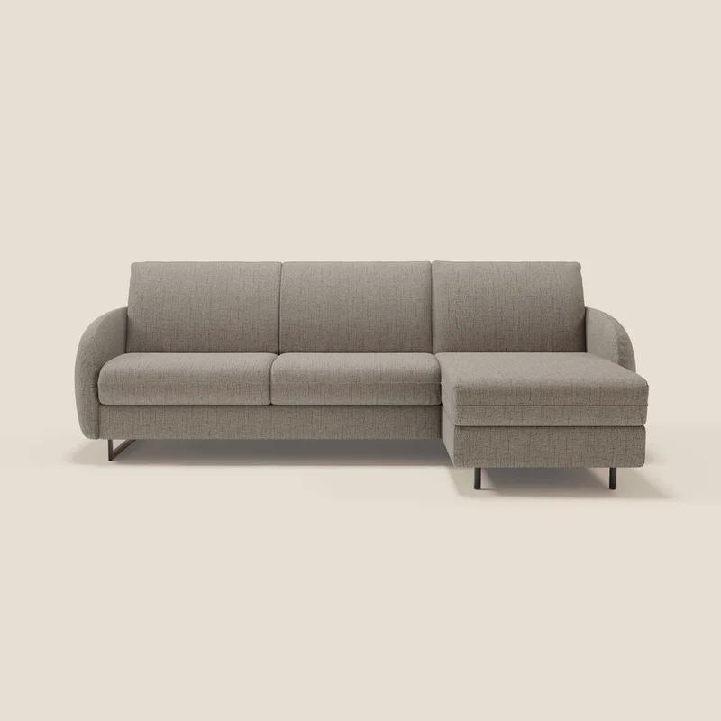 Ninfea Canapé d'angle convertible avec chaise longue coffre, matelas H18 cm et pieds en métal en tissu imperméable T03 taupe