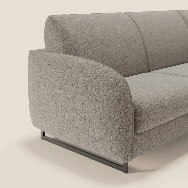 Ninfea Canapé d'angle convertible avec chaise longue coffre, matelas H18 cm et pieds en métal en tissu imperméable T03 taupe