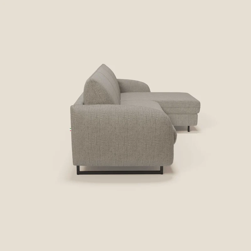 Ninfea Canapé d'angle convertible avec chaise longue coffre, matelas H18 cm et pieds en métal en tissu imperméable T03 taupe