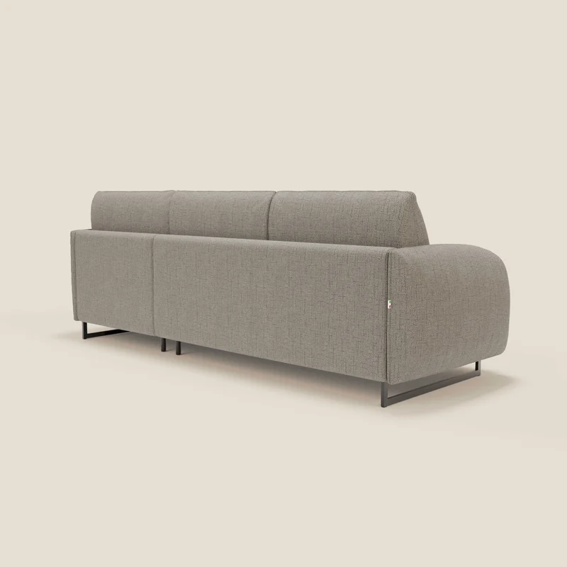 Ninfea Canapé d'angle convertible avec chaise longue coffre, matelas H18 cm et pieds en métal en tissu imperméable T03 taupe