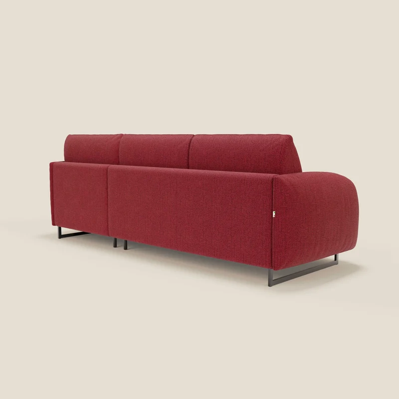 Ninfea Canapé d'angle convertible avec chaise longue coffre, matelas H18 cm et pieds en métal en tissu imperméable T03 rouge