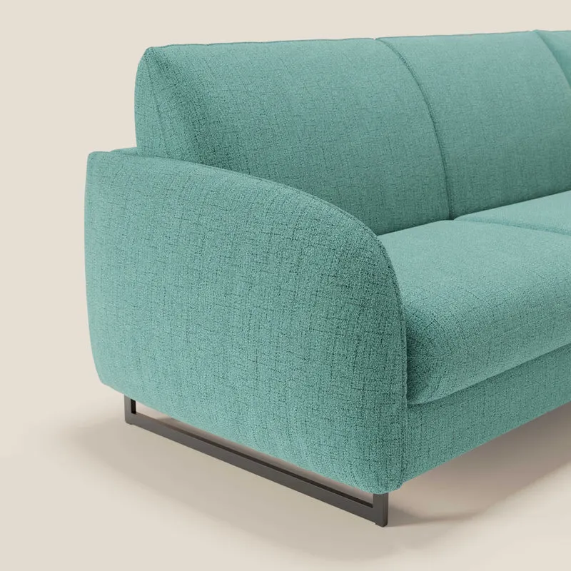 Ninfea Canapé d'angle convertible avec chaise longue coffre, matelas H18 cm et pieds en métal en tissu imperméable T03 vert aquamarine