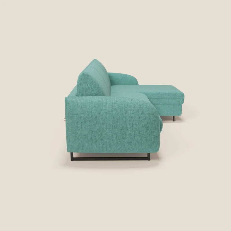 Ninfea Canapé d'angle convertible avec chaise longue coffre, matelas H18 cm et pieds en métal en tissu imperméable T03 vert aquamarine