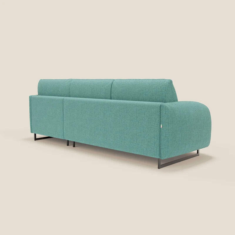 Ninfea Canapé d'angle convertible avec chaise longue coffre, matelas H18 cm et pieds en métal en tissu imperméable T03 vert aquamarine