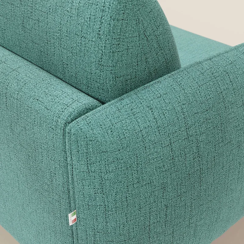 Ninfea Canapé d'angle convertible avec chaise longue coffre, matelas H18 cm et pieds en métal en tissu imperméable T03 vert aquamarine