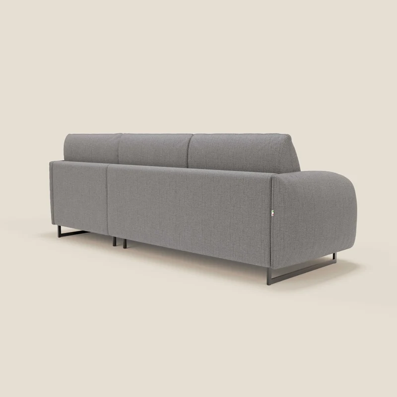 Ninfea Canapé d'angle convertible avec chaise longue coffre, matelas H18 cm et pieds en métal en tissu imperméable T03 gris