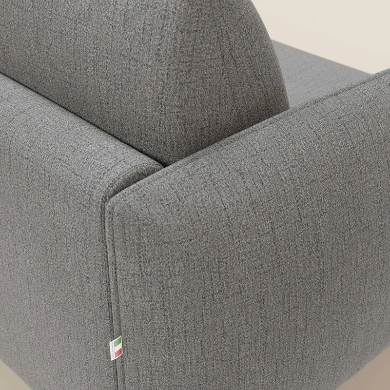Ninfea Canapé d'angle convertible avec chaise longue coffre, matelas H18 cm et pieds en métal en tissu imperméable T03 gris