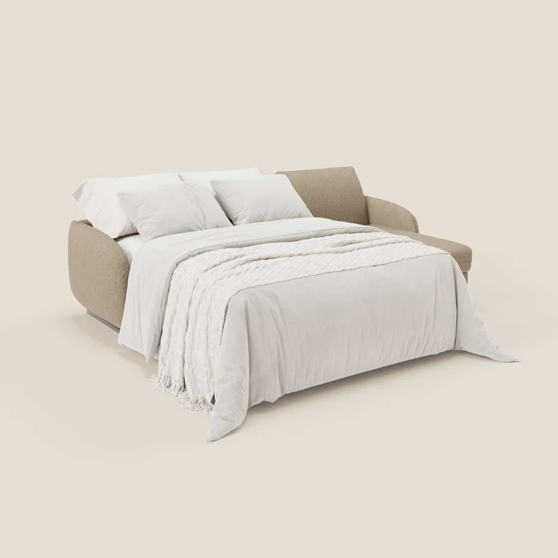 Ninfea Canapé d'angle convertible avec chaise longue coffre, matelas H18 cm et pieds en métal en tissu imperméable T03 marron
