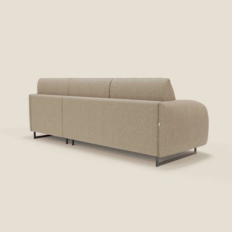 Ninfea Canapé d'angle convertible avec chaise longue coffre, matelas H18 cm et pieds en métal en tissu imperméable T03 marron