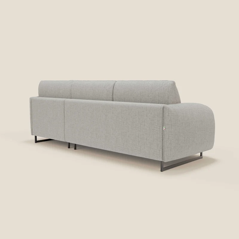 Ninfea Canapé d'angle convertible avec chaise longue coffre, matelas H18 cm et pieds en métal en tissu imperméable T03 gris clair