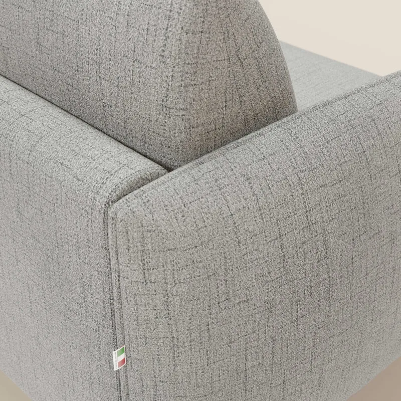 Ninfea Canapé d'angle convertible avec chaise longue coffre, matelas H18 cm et pieds en métal en tissu imperméable T03 gris clair