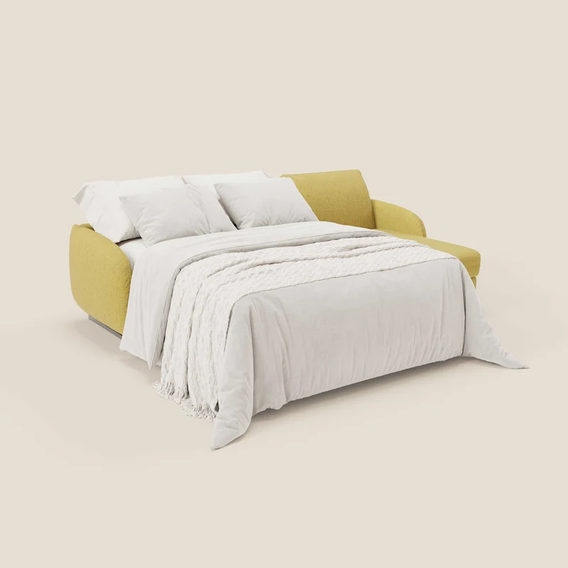 Ninfea Canapé d'angle convertible avec chaise longue coffre, matelas H18 cm et pieds en métal en tissu imperméable T03 jaune