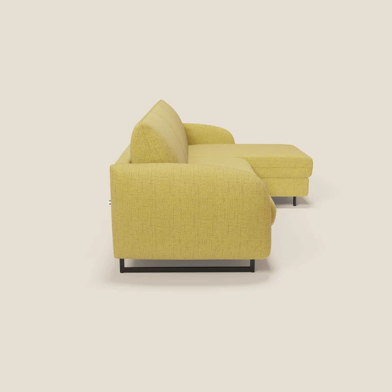 Ninfea Canapé d'angle convertible avec chaise longue coffre, matelas H18 cm et pieds en métal en tissu imperméable T03 jaune