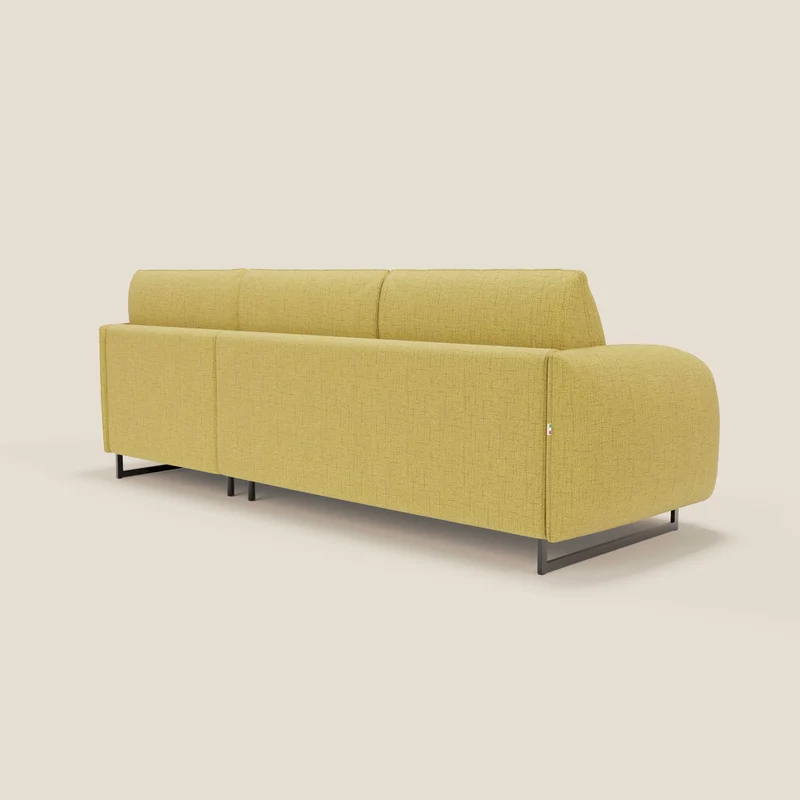 Ninfea Canapé d'angle convertible avec chaise longue coffre, matelas H18 cm et pieds en métal en tissu imperméable T03 jaune