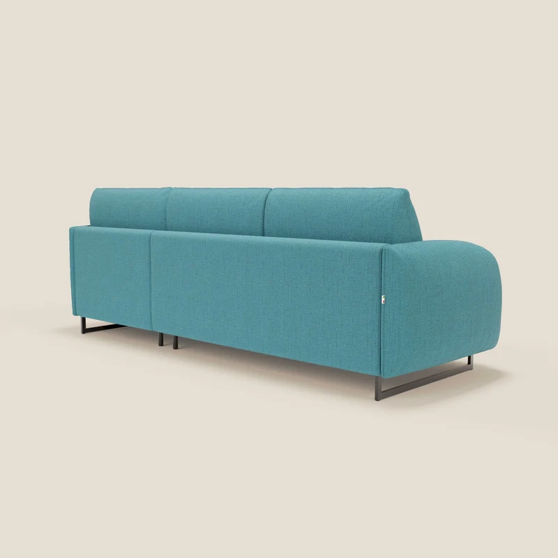Ninfea Canapé d'angle convertible avec chaise longue coffre, matelas H18 cm et pieds en métal en tissu imperméable T03 bleu ciel