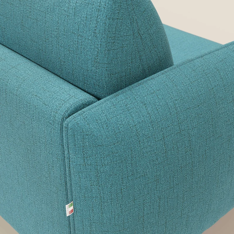 Ninfea Canapé d'angle convertible avec chaise longue coffre, matelas H18 cm et pieds en métal en tissu imperméable T03 bleu ciel