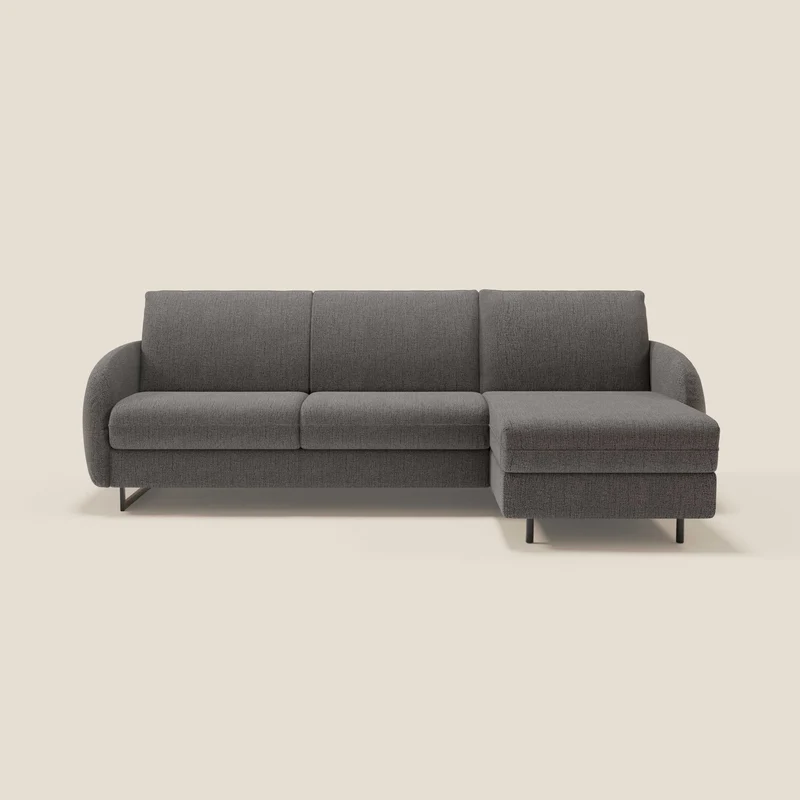 Ninfea Canapé d'angle convertible avec chaise longue coffre, matelas H18 cm et pieds en métal en tissu imperméable T03 anthracite