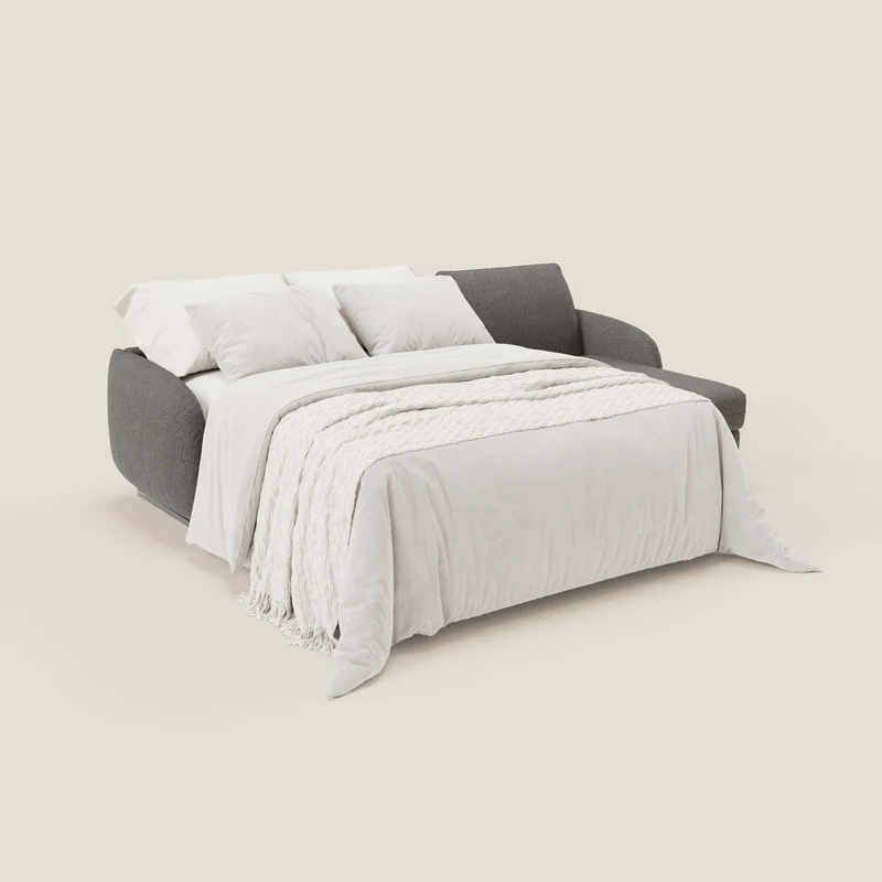 Ninfea Canapé d'angle convertible avec chaise longue coffre, matelas H18 cm et pieds en métal en tissu imperméable T03 anthracite